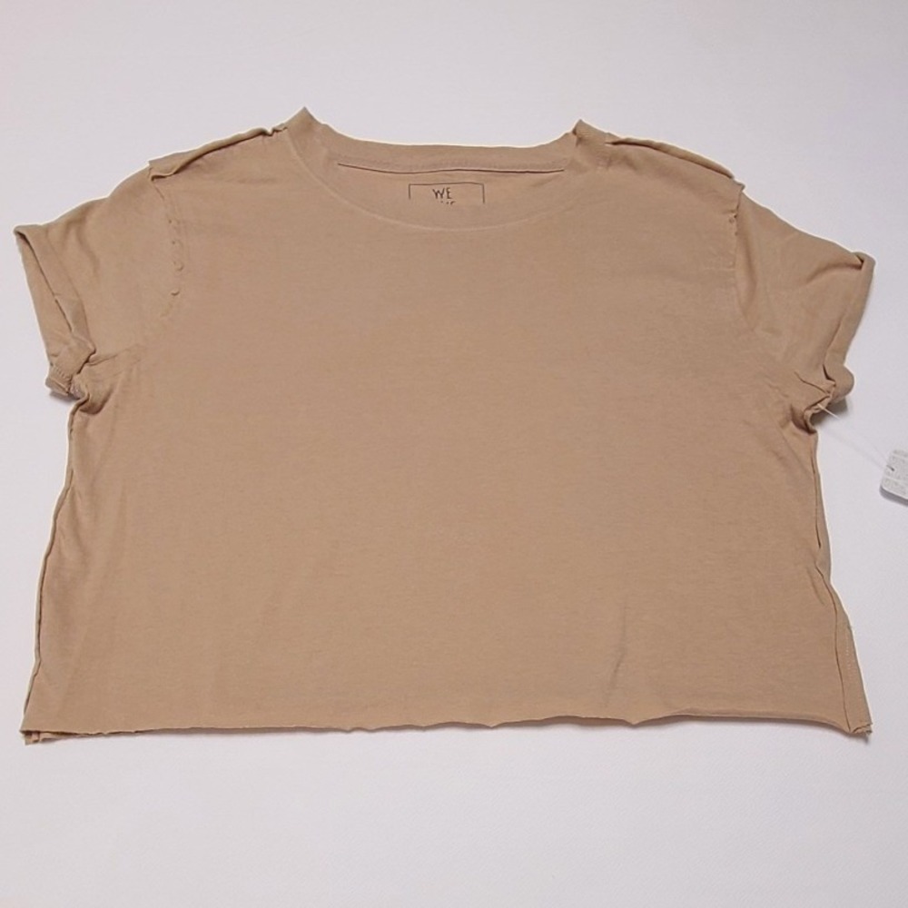 Free People We The Free Bunny Tan Cropped Cotton T-Shirt XS NEW